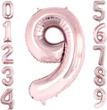 GOER Rose Gold Foil Balloons Number 9,Huge Number Balloons for 9th Birthday Party Supplies Anniversary Decorations(3 pcs,42 inch,32 inc,16inch)