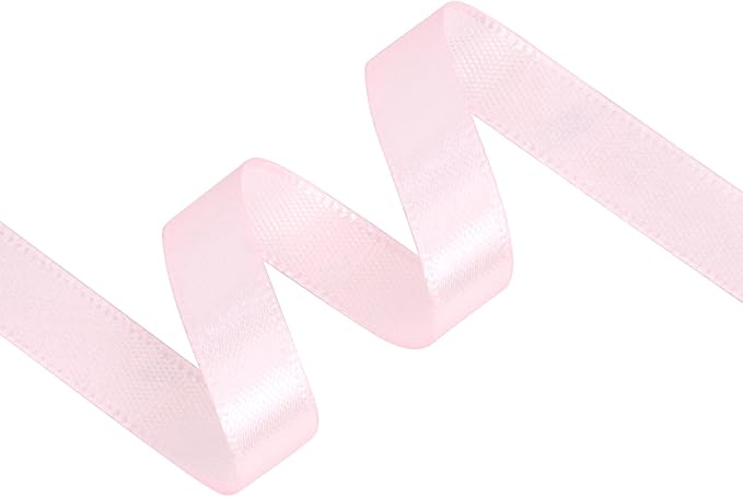Baby Pink Satin Ribbon 3/8 inch X Continuous 50 Yards, Single Face Polyester Ribbon Perfect for Gift Wrapping, Flower Bouquet, Wedding Decor, Crafts, Bow Making, Sewing and More