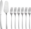 Cake Knife and Server Set with 6 Cake Forks Heavy Duty Thickened 18/0 Stainless Steel Pie Spatula with Comfortable Handle Cake Cutting Set for Wedding (Silver)