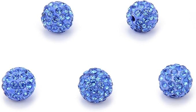 25pcs Adabele Grade A Suncatcher Crystal Rhinestone Pave Loose Beads 8mm Light Sapphire Blue Polymer Clay Disco Ball Spacers Compatible with Shamballa All Craft Jewelry Making DB8-14