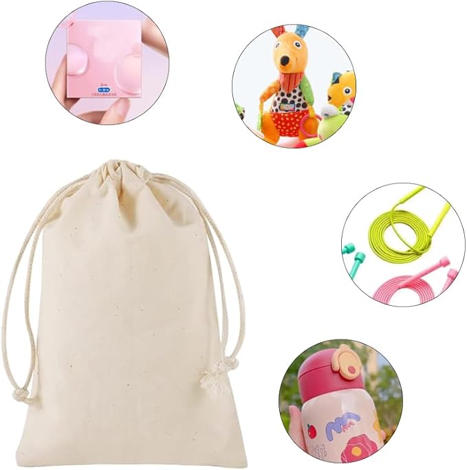 gobyhumm 20 Pieces Pure Cotton Drawstring Bags Muslin Bags Sachet Bag for Home Supplies （4 * 6"）