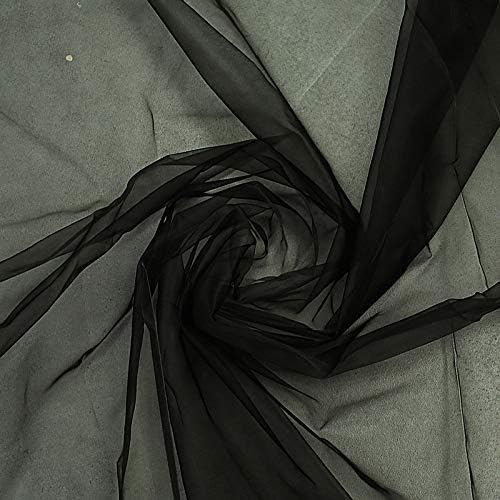 VDS Black Organza Fabric, 40 Yards Continuous, 45” Wide, Wedding Party Decoration Iridescent Crystal Sheer Shiny Organza Tulle Bridal Dress DIY Crafts Costume Sewing Backdrop Arch Cloth