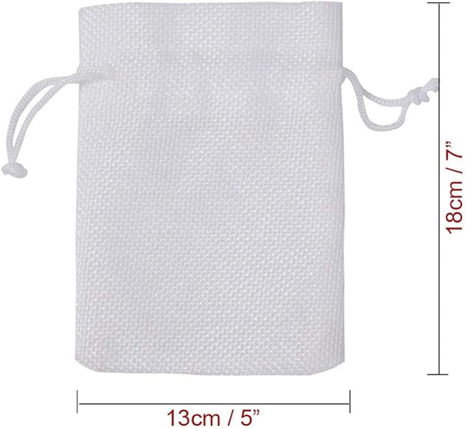 20pcs Burlap Bags with Drawstring, 5x7 Inch White Linen Gift Bags Bulk for Christmas Wedding Party Favors, Jewelry and Candy Pouches