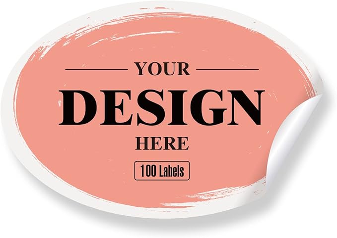 Personalized Labels - Custom Stickers With Any Design, Image, Logo, Text for Business, Thank You, 2"x1" Oval, 100 Labels