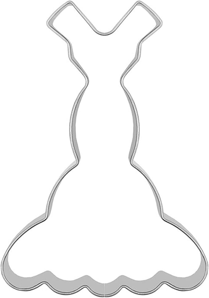 Large Size Dress Shaped Cookie Cutter, Stainless Steel Sleeveless Mermaid Fishtail Princess Wedding Dress Cookie Cutter, 4.7 Inches