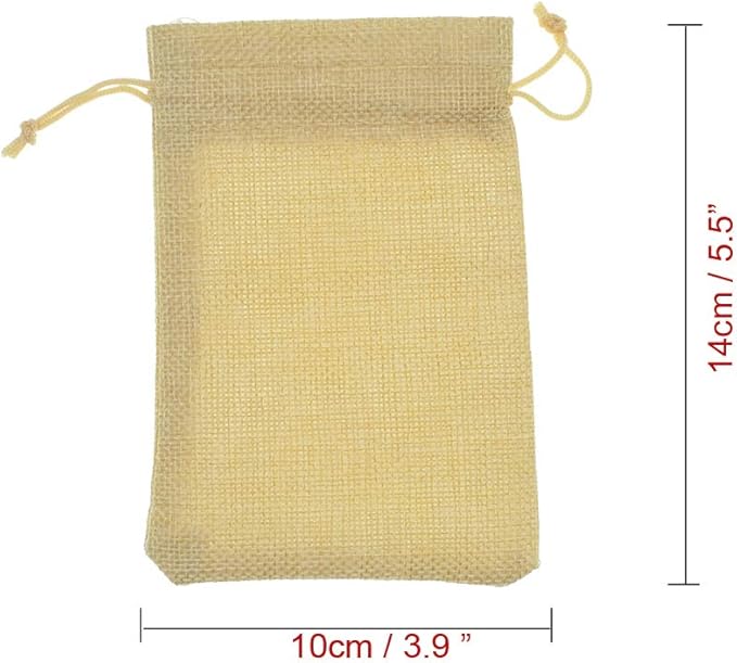 20Pcs Burlap Bags with Drawstring, Small Linen Gift Bags Jewelry Pouches Sacks for Christmas, Wedding Favor, Party, DIY Crafts (Flaxen, 3.9 x 5.5 inch)