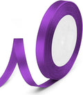3/8" x 25 Yards Satin Ribbon, Purple Silk Ribbon Ideal for Gift Wrapping, Floral Bouquets, Crafts, Wedding Party Decorations, Christmas and Sewing Projects