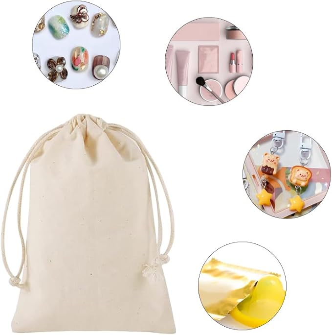 gobyhumm 20 Pieces Pure Cotton Drawstring Bags Muslin Bags Sachet Bag for Home Supplies （4.0 * 4.7"）
