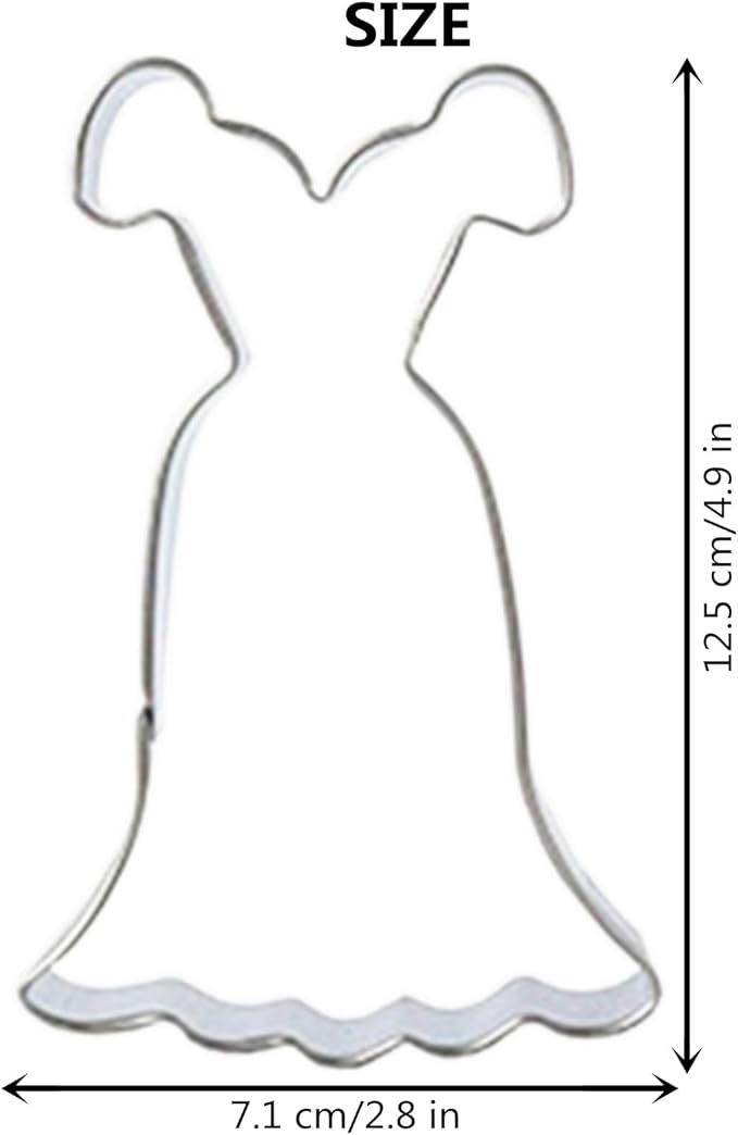 Large Size Dress Shaped Cookie Cutter, Stainless Steel Short Sleeved Wedding Dress Princess Dress Cookie Cutter, 4.9 Inches