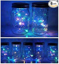 6 Pack Mason Jar Lights, 10 LED Solar Colorful Flicker Fairy String Lights Lids Insert for Garden Deck Patio Party Wedding Decorative Lighting Fit for Regular Mouth Jars