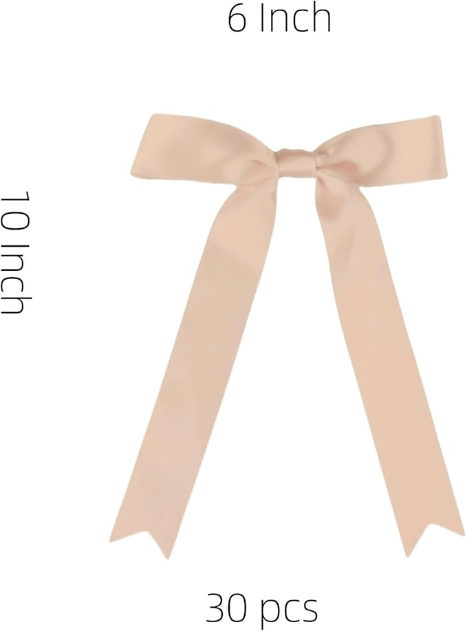 30 Pcs Khaki Satin Bows 6 X 10 Inch Premade Bows with Twist Tie for Wedding Florist Decor, Cake Pops,Christmas Tree & Gift Wrapping(Khaki)
