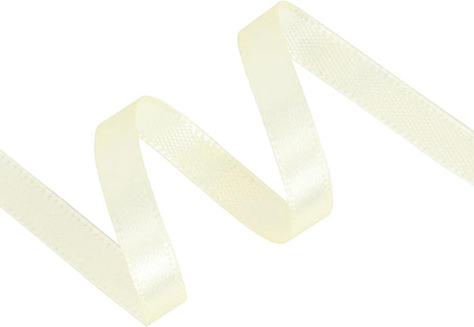 Beige Satin Ribbon 1/4 inch X Continuous 25 Yards, Single Face Polyester Ribbon Perfect for Gift Wrapping, Flower Bouquet, Wedding Decor, Crafts, Bow Making, Sewing and More