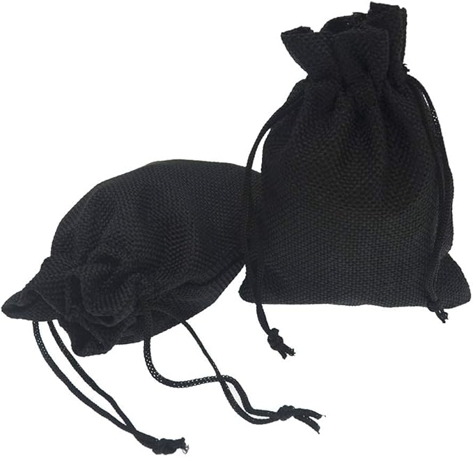 20pcs Burlap Drawstring Gift Bags, 3.9 x 5.5 Black Linen Pouches Candy Jewelry Party Halloween Wedding Favor Bags