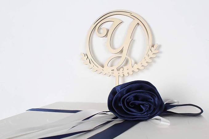 LINGTEER Personalized Inital Letter Y Wooden Cake Topper Perfect for Birthday Rustic Wedding Anniversary Keepsake Party Decoration
