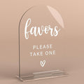 Acrylic Wedding Sign, Bridal Shower Decorations, Favors Please Take One Sign for Ceremony, Modern Font Table Signs, Acrylic Table Top Signs for Wedding Reception and Event Party (Clear)