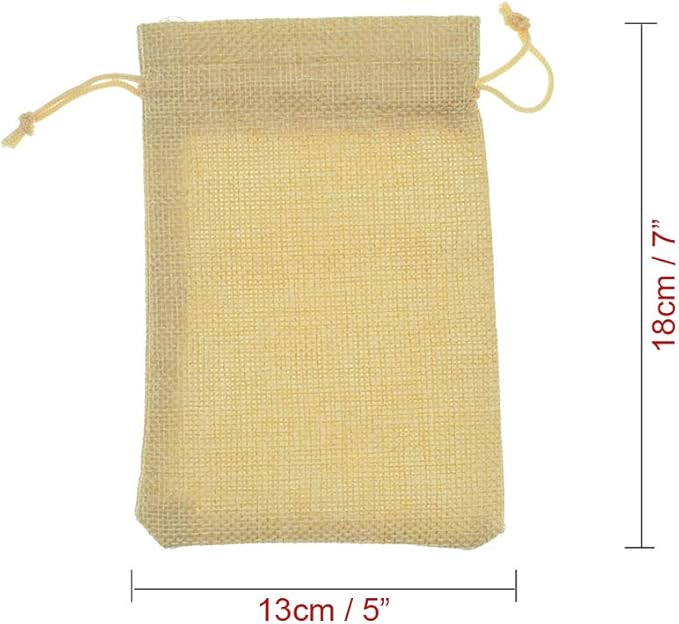 20Pcs Drawstring Burlap Bags 5x7, Flaxen Jute Sacks Jewelry Candy Pouch Christmas Wedding Party Favor Gift Bags