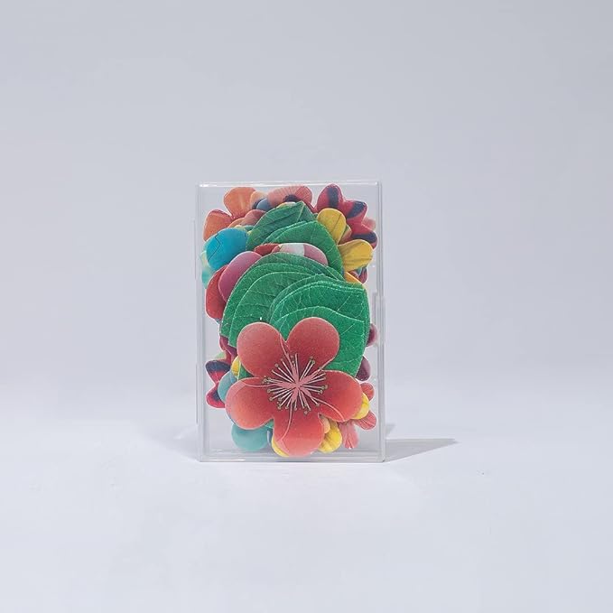Edible Flowers Edible leaves 55pcs Wafer Paper Cake Cupcake Toppers for Decorating Rice Paper Flower Food Decorations for Baking Girl Birthday Party Mix Size Color (35flowers+20lesaves)