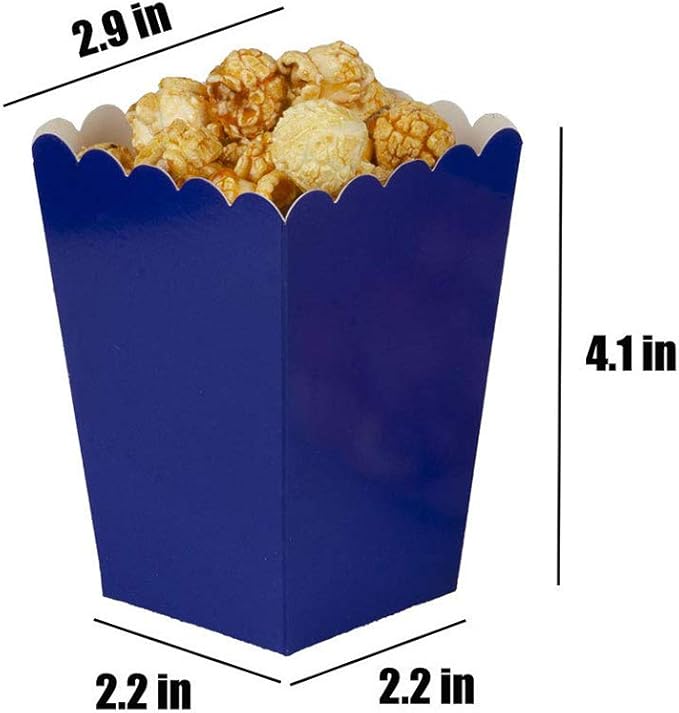 AimtoHome Navy Blue Popcorn Boxes Mini Pack of 24, Paper Popcorn Container for Birthday Party, Graduation, Wedding, Carnival, Movie Night
