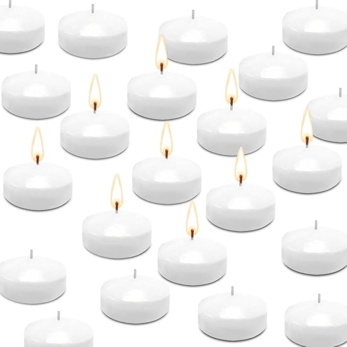 Floating Candles Set of 50, Unscented Dripless Wax Candles for Wedding, Pool Party, Home Decor Holiday & Dinner Centerpieces（2 Inch White）