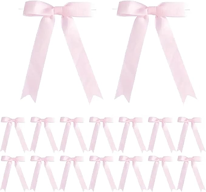30Pcs Satin Ribbon Pink Bows 5x7 Inch Twist Tie Bow for Gift Wrapping Champagne Bottle Cake Treat Bag Craft DIY Gift Christmas Birthday Party Balloons & Garland Home Decor