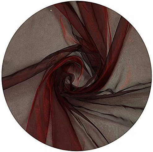 VDS Burgundy Organza Fabric, 15 Yards Continuous, 45” Wide, Wedding Party Decoration Iridescent Crystal Sheer Shiny Organza Tulle Bridal Dress DIY Crafts Costume Sewing Backdrop Arch Cloth