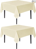 sancua Square Tablecloths 54x54 Inch, 2 Pack - Beige Fabric Table Cloth for Square or Round Tables, Washable Polyester Table Cover for Dinner, Holiday Party, Decorative Display Tables