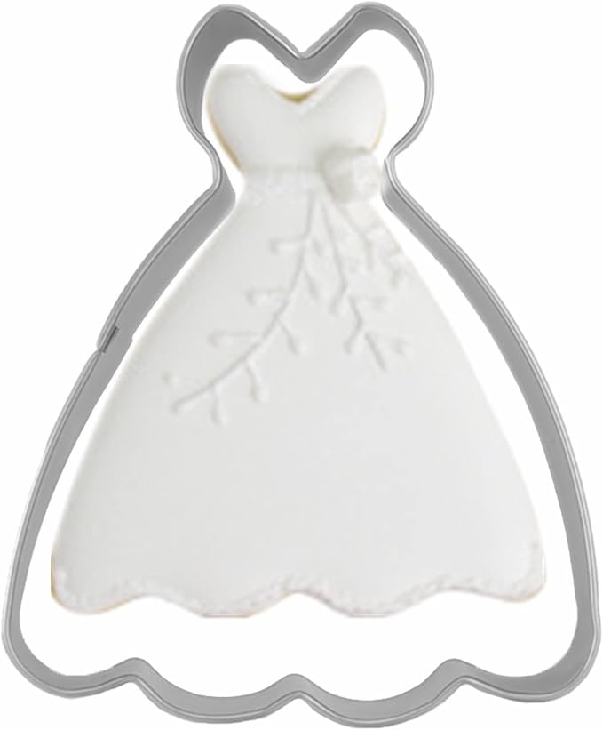 Large Size Dress Shaped Cookie Cutter, Stainless Steel Strapless Princess Dress Wedding Dress Cookie Cutter, 4.3 Inches