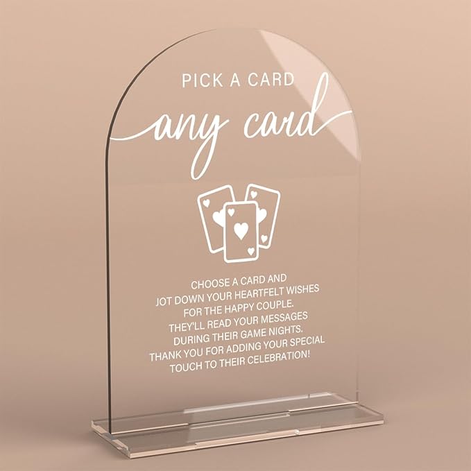 Acrylic Wedding Sign Pick A Card Sign for Wedding Wedding Signs for Ceremony Modern Calligraphy Arch Acrylic Table Top Sign for Wedding Reception and Event Party Table