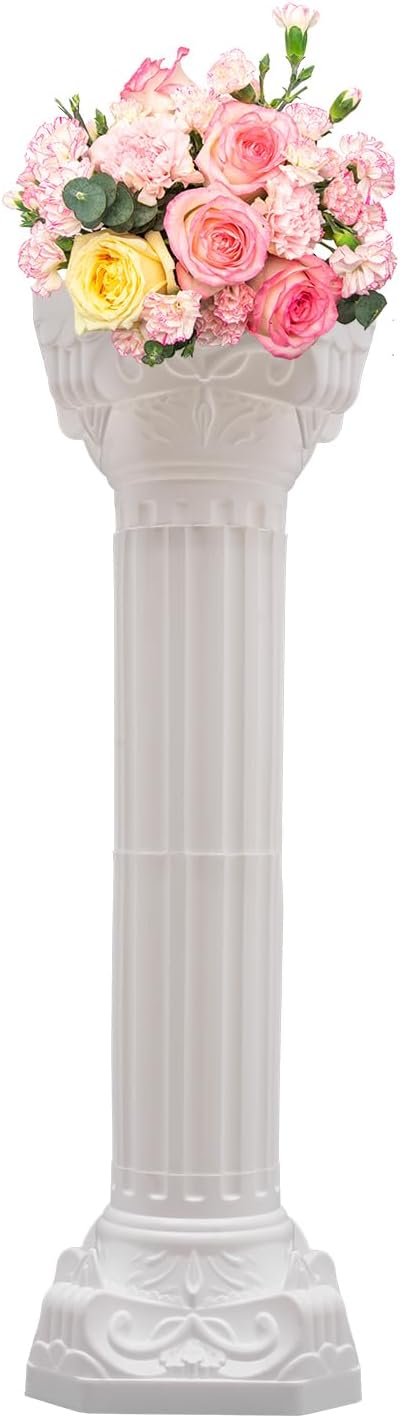 Roman Pillars Decoration Party Flower Pot Columns Set 2Pcs Decor Pedstal Stand 34.65in Flower Floral Wedding Party Event Road Decorative Columns (34.65in 2Pcs Style3)