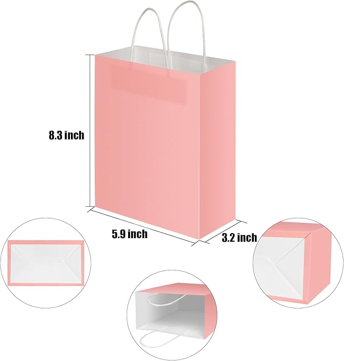 Beko 40 PCS Kraft Paper Gift Bags With Handles - 8 Colors, 8.3 * 5.9 * 3.2 Inch Bulk Gift Bags For Birthdays, Weddings, Baby Showers, Party Favors