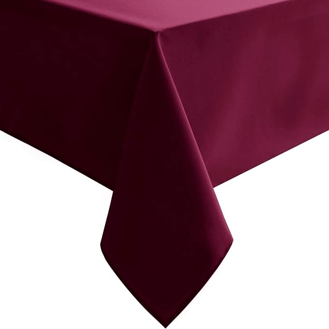 Hiasan Square Tablecloth - Spillproof and Waterproof Washable Table Cloth for Dining Room Kitchen Birthday Party, Burgundy, 54 x 54 Inch