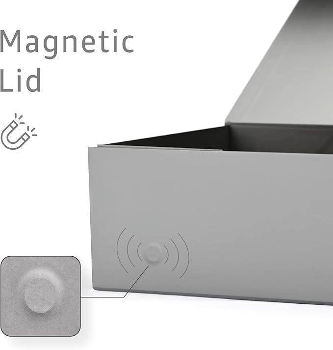 LIFELUM Large Gift Box,13.85 x 8.35 x 4.45 inch Grey Gift Box Set of 5 with Magnetic Lid for Presents with Ribbon,Card,Shredded Paper Filler Gift for Mom Valentine's Day,Christmas Presents