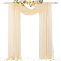 Socomi Champagne Sheer Wedding Arch Draping Fabric 29" x 20Ft 4 Panels Outdoor Curtain Drapes Extra Long for Bridal Baby Shower Ceremony Birthday Party Decor