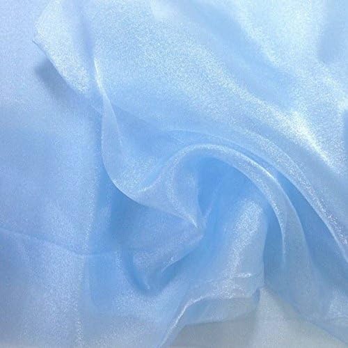 VDS Baby Blue Organza Fabric, 30 Yards Continuous, 45” Wide, Wedding Party Decoration Iridescent Crystal Sheer Shiny Organza Tulle Bridal Dress DIY Crafts Costume Sewing Backdrop Arch Cloth