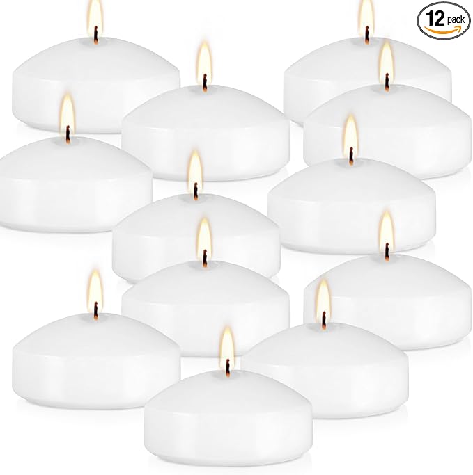 12 Bulk White Floating Candles-2 inch Unscented Tealights -for Romantic Weddings Decorations Pool Centerpieces Parties