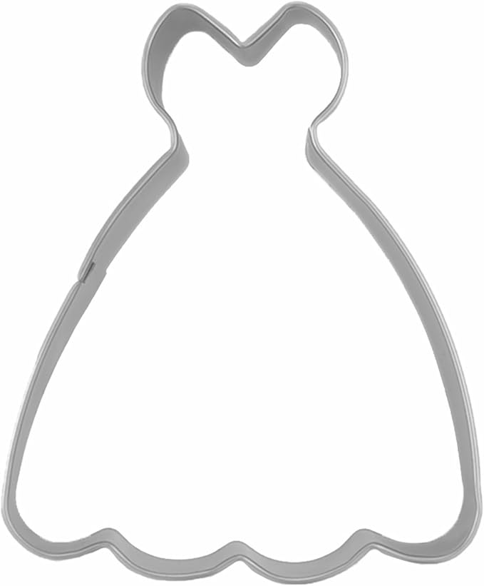 Large Size Dress Shaped Cookie Cutter, Stainless Steel Strapless Princess Dress Wedding Dress Cookie Cutter, 4.3 Inches