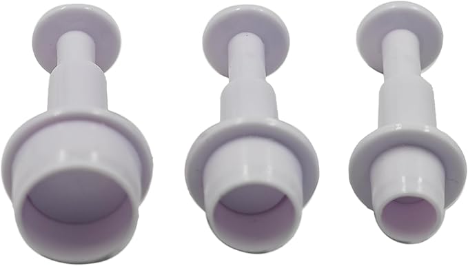 pson 3Pcs Plunger Cookie Cutter Set, Mini Plastic Biscuit Molds for Cake Decorating, Baking, Fondant, and DIY Crafts(Round)