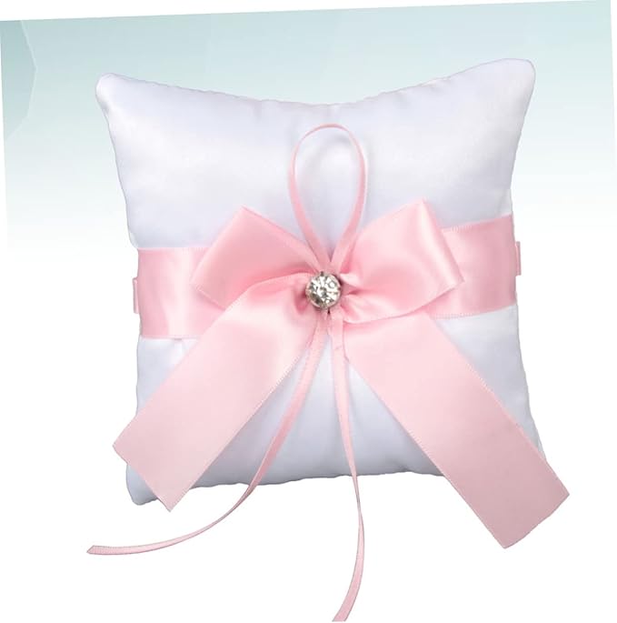 1Pc Elegant Pink Wedding Ring Pillow Cushion Square Ring Holder for Bride Fashion Party Ring Pillow for Wedding Decor