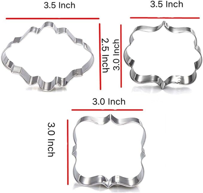Wedding Cookie Cutter Set-7 Piece-3 Inches-Heart, Diamond Ring, Wedding Cake,Wedding Dress, Rectangle, Square and Oval Plaque Cookie Cutters Molds for Bridal Shower Engagement