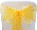 Organza Chair Bow Sash Décor Bows Sashes for Wedding Reception Events Banquets Decoration - (Pack of 25, Yellow)