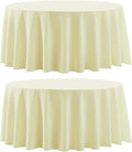 Round Tablecloth 2 Pack 90 Inch Ivory Tablecloths Washable Decorative Linen Polyester Table Clothes Cover for Dining Table Banquets Buffet Parties and Wedding
