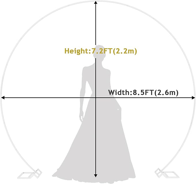 Asee'm 8.5FT White Wedding Arch Round Backdrop Stand Large Circle Metal Floral Balloon Frame for Party Anniversary Birthday Graduation Valentine Ceremony Decorations