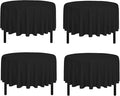 Pomp Black 90" Inch Round Premium Polyester Tablecloth (4 Pack) | Wrinkle + Stain Resistant Easy Care Fabric | Fits Round or Circle Table