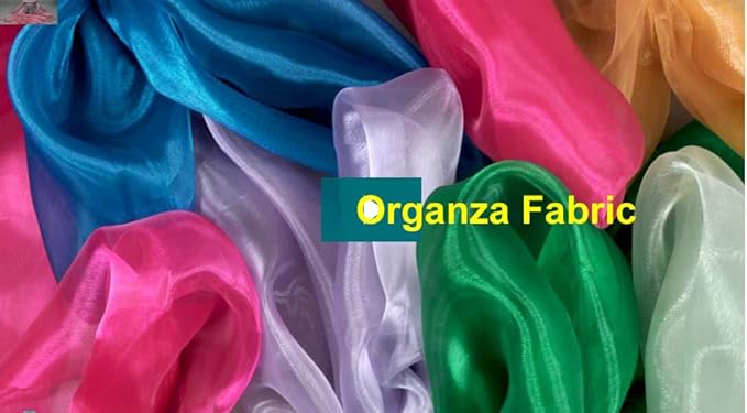 VDS Blue Organza Fabric, 10 Yards Continuous, 45” Wide, Wedding Party Decoration Iridescent Crystal Sheer Shiny Organza Tulle Bridal Dress DIY Crafts Costume Sewing Backdrop Arch Cloth
