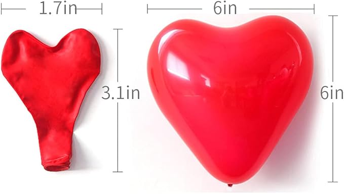 100 6-inch Pink Color Heart shaped Latex Balloons for Valentines Day,Propose Marriage,Wedding Party.