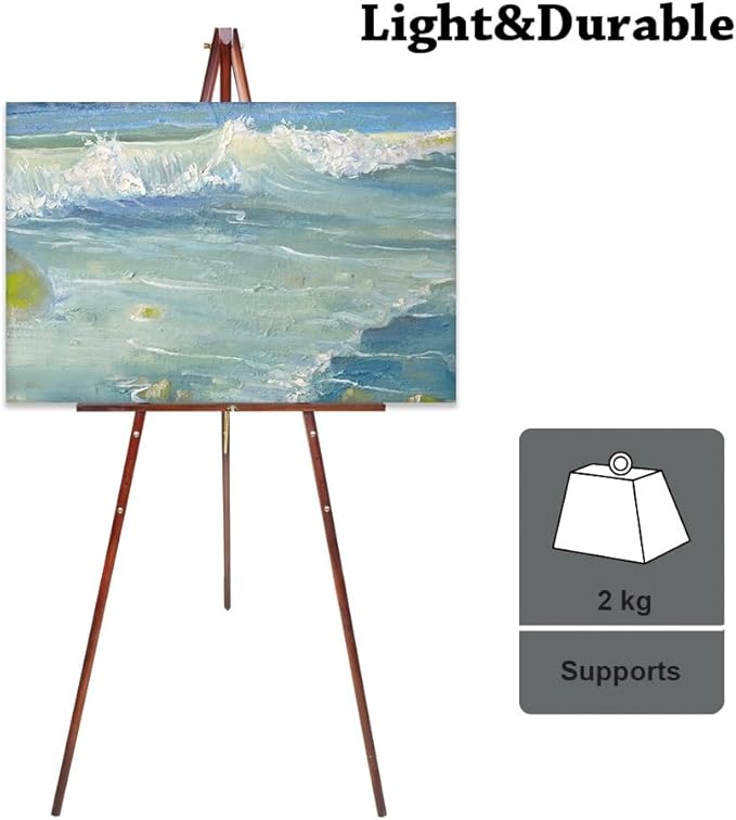 Conda 63" Wooden Tripod Artist Display Easel with Tray, A-Frame Adjustable Easel Stand for Wedding Sign, Foldable Easels for Painting Canvas, Display & Posters