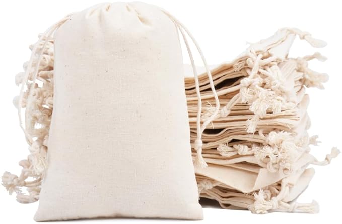 gobyhumm 50 Pieces Muslin Bags Cotton Drawstring Bags Sachet Bag for Home Supplies （4 * 6"）