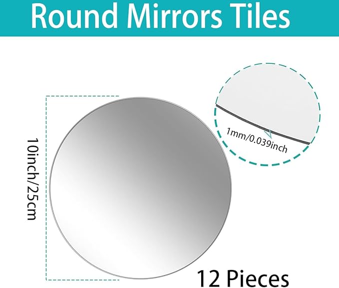 10" 12PCS Round Mirrors for Centerpieces, Circle Mirror Centerpieces for Tables, Mirror Tiles for Wall Table Wedding Centerpiece Mirrors Plates for Candle Anniversary Decorations DIY Craft