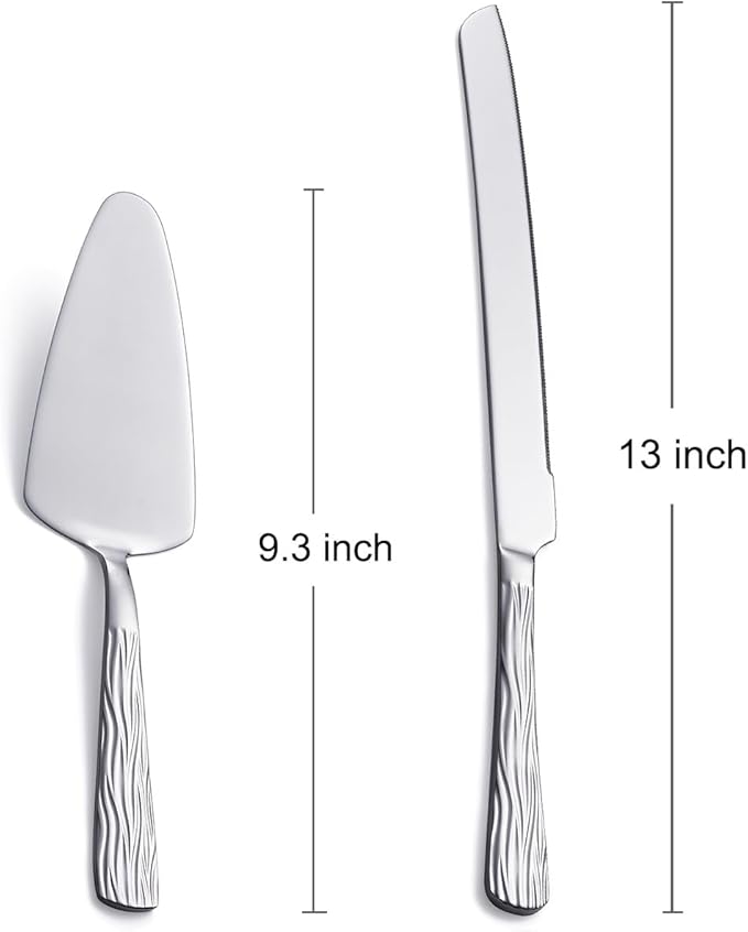 Silver Cake Cutter Set, Stainless Steel Cake Cutting Set Include Cake Knife and Cake Server, Suitable for Wedding, Birthday, Parties and Events