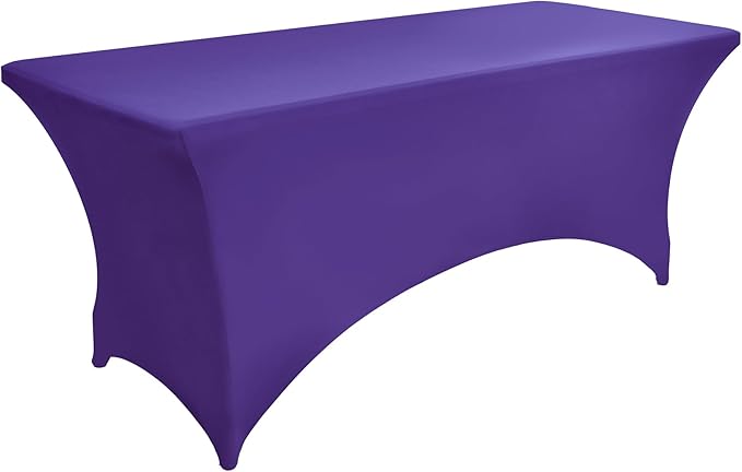 6-Pack 6ft Spandex Table Covers for Rectangle Standard Folding Tables - Wrinkle Resistant Stretch Tablecloths - Ultimate Fitted Table Protector for Parties, Trade Shows, Wedding